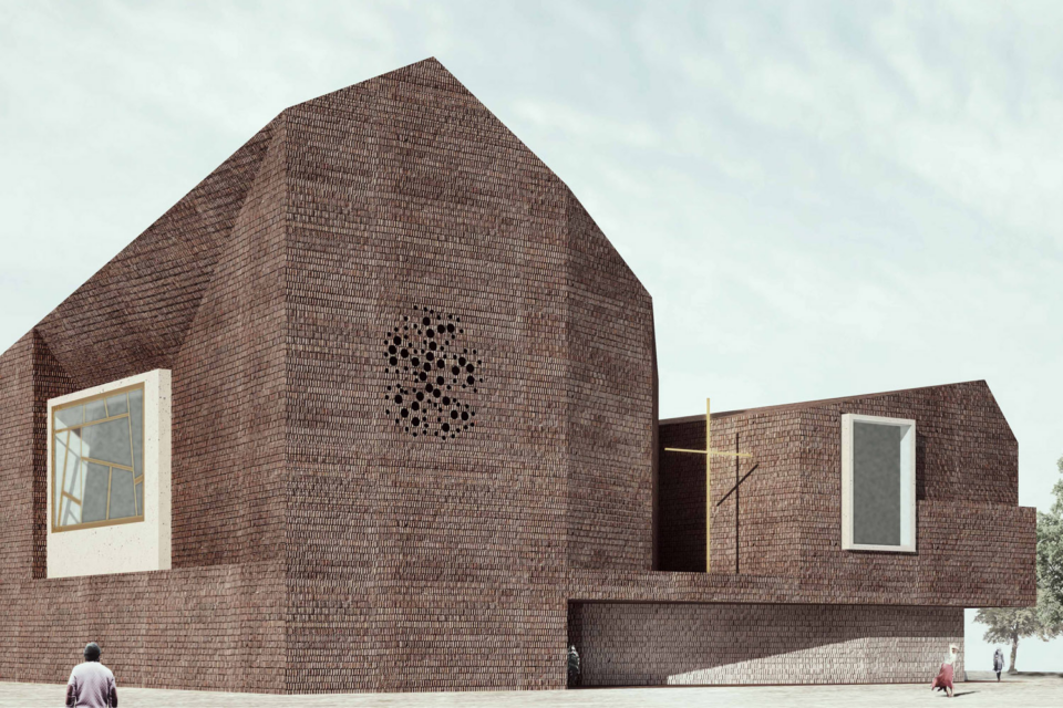Chiesa nel porto sud (render esterno), atelierQUAGLIOTTO, Copenhagen, Danimarca